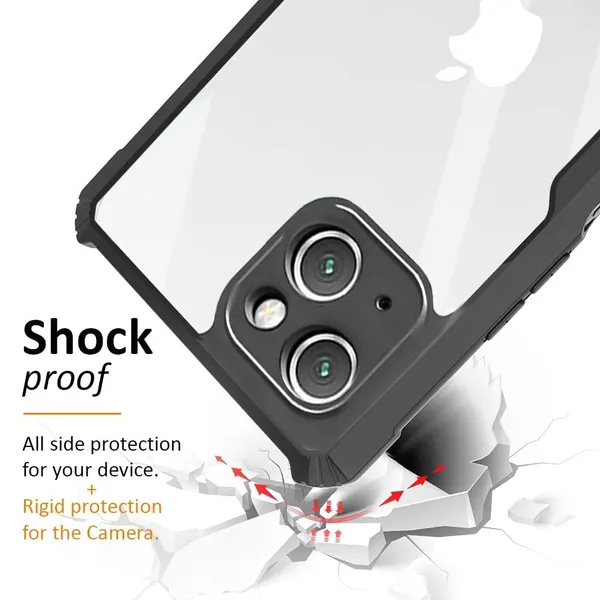 Bumper_Black_Shockproof_Bumper_Crystal__Back_Case_Cover_Compatible_With_Iphone_13__Minimalist_Pc+Tpu_360_Protection_Tough_Rugged_Design