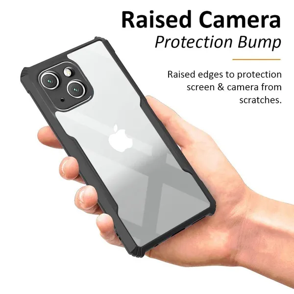 Bumper_Black_Shockproof_Bumper_Crystal__Back_Case_Cover_Compatible_With_Iphone_13__Minimalist_Pc+Tpu_360_Protection_Tough_Rugged_Design
