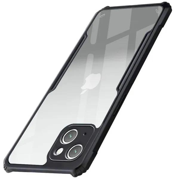 Bumper_Black_Shockproof_Bumper_Crystal__Back_Case_Cover_Compatible_With_Iphone_13__Minimalist_Pc+Tpu_360_Protection_Tough_Rugged_Design