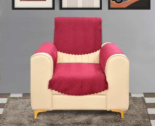 Maroon_Velvet,_Jacquard_And_Chenille_1_Seater_Sofa_Cover_For_Living_Room_Furniture_Protection_Set_Of_4