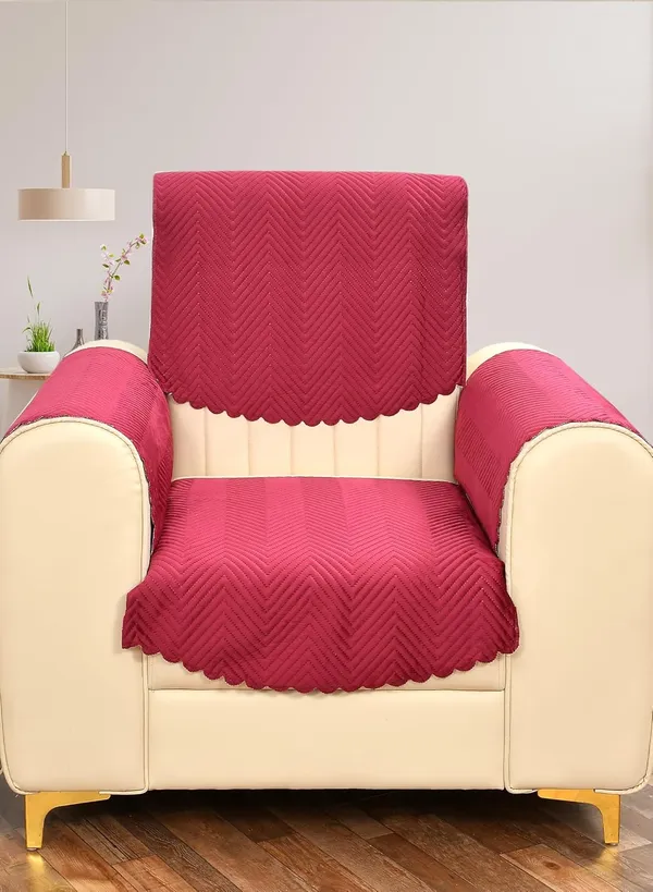 Maroon_Velvet,_Jacquard_And_Chenille_1_Seater_Sofa_Cover_For_Living_Room_Furniture_Protection_Set_Of_4
