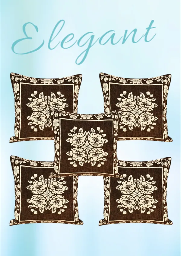 Coffee_Brown_And_Beige_Velvet,_Jacquard_And_Chenille_Cushion_Cover_Set_For_Sofa_And_Living_Room_Decore_Pack_Of_5