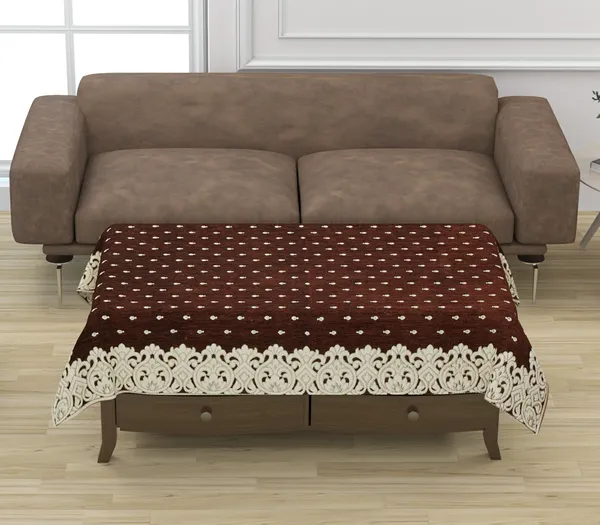 Coffee_Brown_Velvet,_Jacquard_And_Chenille_Table_Cover_For_Dining_Table_And_Home_Decore