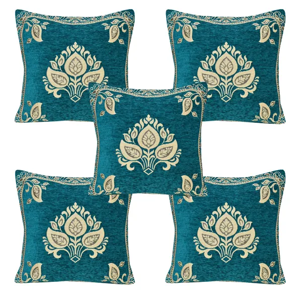Sky_Blue_Velvet,_Jacquard_And_Chenille_Cushion_Cover_Set_For_Sofa_And_Living_Room_Decore_Pack_Of_5