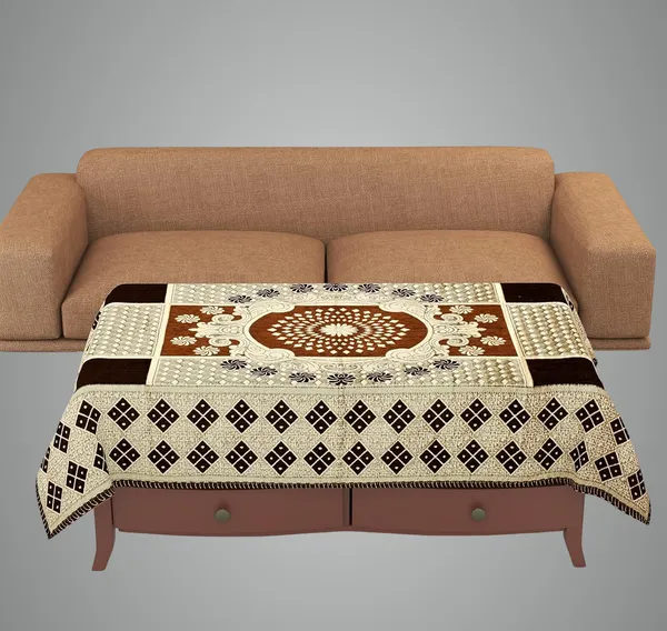 Coffee_Brown_And_Beige_Velvet,_Jacquard_And_Chenille_Table_Cover_For_Dining_Table_And_Home_Decore