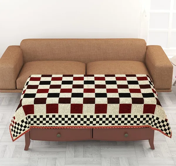 Maroon_And_Coffee_Brown_Velvet,_Jacquard_And_Chenille_Table_Cover_For_Dining_And_Table_Decore