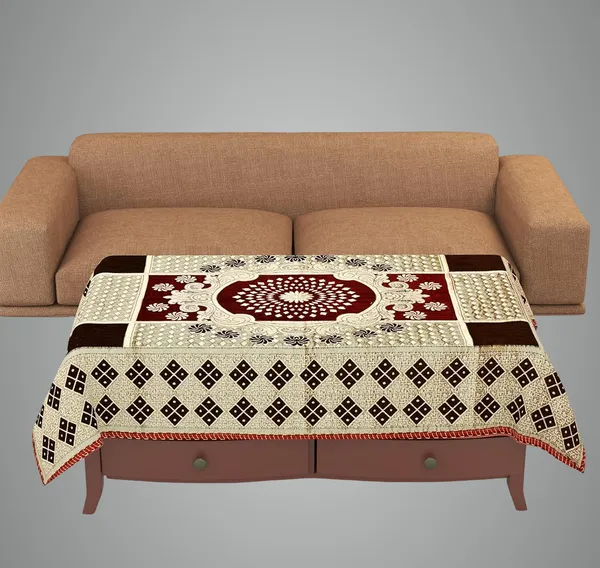 Maroon_And_Coffee_Brown_Velvet,_Jacquard_And_Chenille_Table_Cover_For_Dining_Table_And_Home_Decore