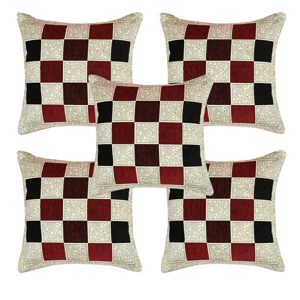 Maroon_And_Coffee_Brown_Velvet,_Jacquard_And_Chenille_Cushion_Cover_For_Living_Room_And_Home_Decore_Pack_Of_5