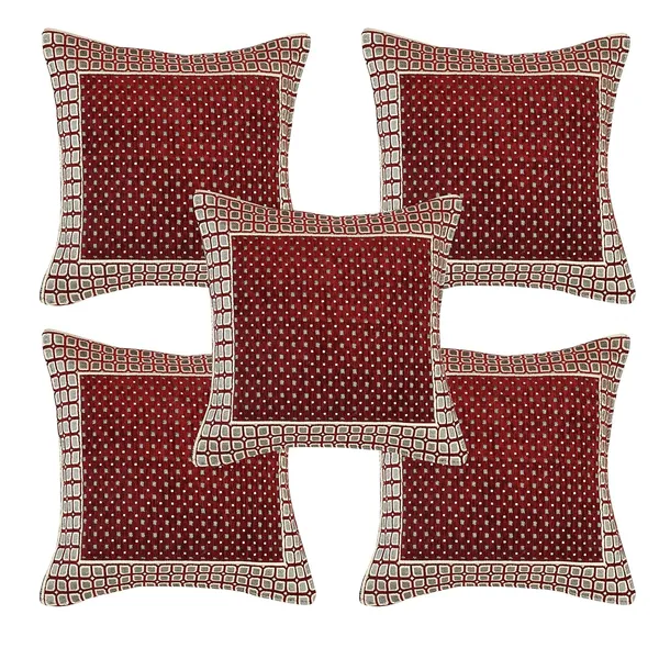 Maroon_Velvet,_Jacquard_And_Chenille_Cushion_Cover_For_Sofa_And_Living_Room_Decore_Pack_Of_5