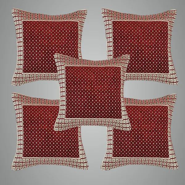 Maroon_Velvet,_Jacquard_And_Chenille_Cushion_Cover_For_Sofa_And_Living_Room_Decore_Pack_Of_5