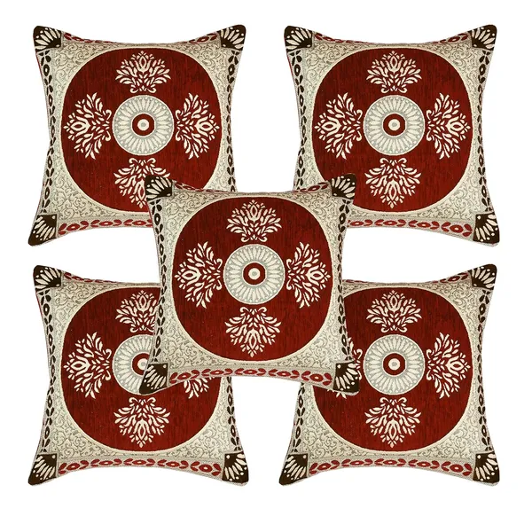 Maroon_And_Coffee_Brown_Velvet,_Jacquard_And_Chenille_Cushion_Cover_For_Sofa_And_Living_Room_Decore_Pack_Of_5