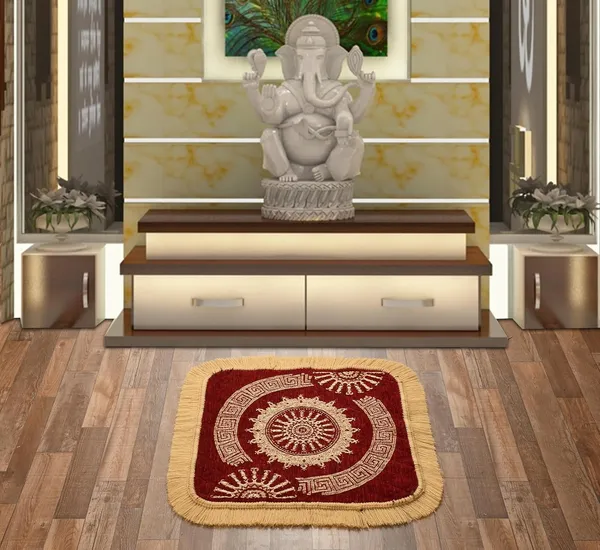 Maroon_And_Beige_Velvet,_Jacquard_And_Chenille_Chenille_Rug_For_Home_Floor_Decore_And_Comfort