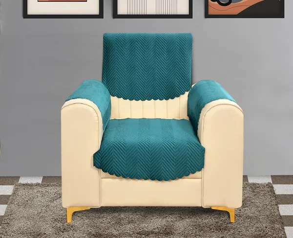 Teal_Blue_Velvet,_Jacquard_And_Chenille_1_Seater_Sofa_Cover_For_Living_Room_Furniture_Protection_Set_Of_4