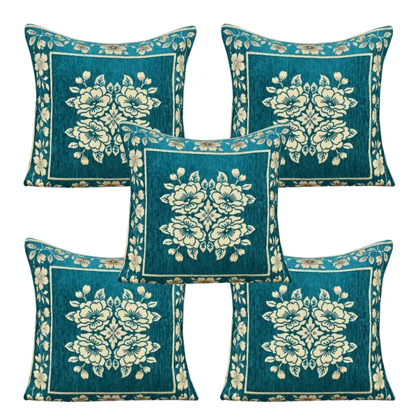 Sky_Blue_Velvet,_Jacquard_And_Chenille_Cushion_Cover_Set_For_Sofa_And_Living_Room_Decore_Pack_Of_5