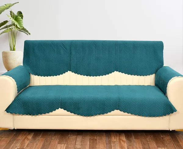 Teal_Blue_Velvet,_Jacquard_And_Chenille_Quilted_Premium_Velvet_3_Seater_Sofa_Cover_For_Living_Room_Sofa_Protection_And_Decore_Set_Of_4
