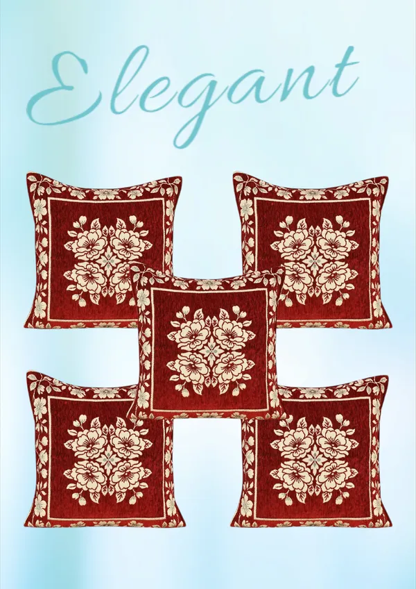 Maroon_Velvet,_Jacquard_And_Chenille_Cushion_Cover_Set_For_Sofa_And_Living_Room_Decore_Pack_Of_5