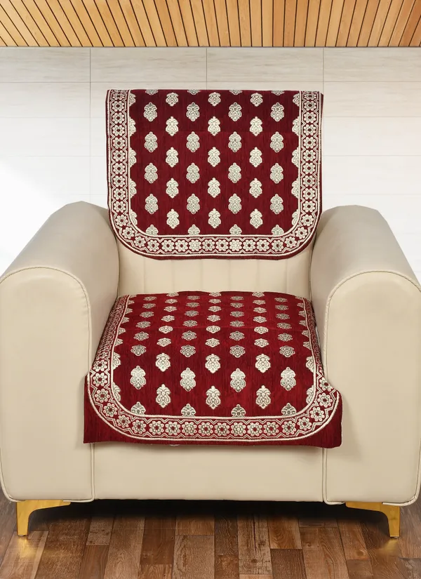 Maroon_Velvet,_Jacquard_And_Chenille_1_Seater_Sofa_Cover_For_Living_Room_Sofa_Protection_And_Decore_Set_Of_2