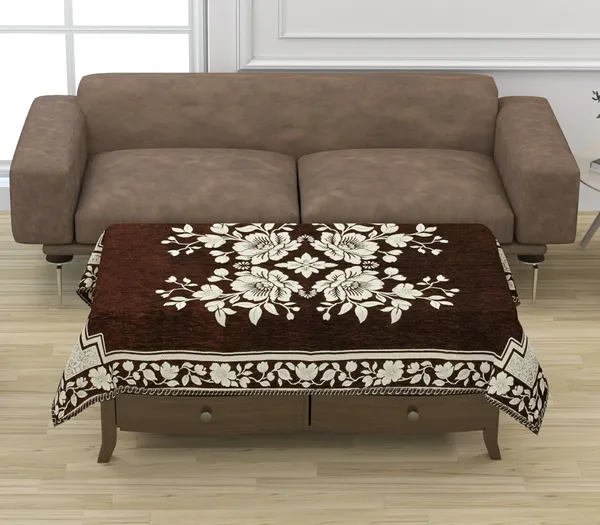 Coffee_Brown_Velvet,_Jacquard_And_Chenille_Table_Cover_For_Dining_Table_And_Home_Decore