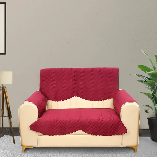 Maroon_Velvet,_Jacquard_And_Chenille_Quilted_Premium_Velvet_2_Seater_Sofa_Cover_For_Living_Room_Sofa_Protection_And_Decore_Set_Of_4