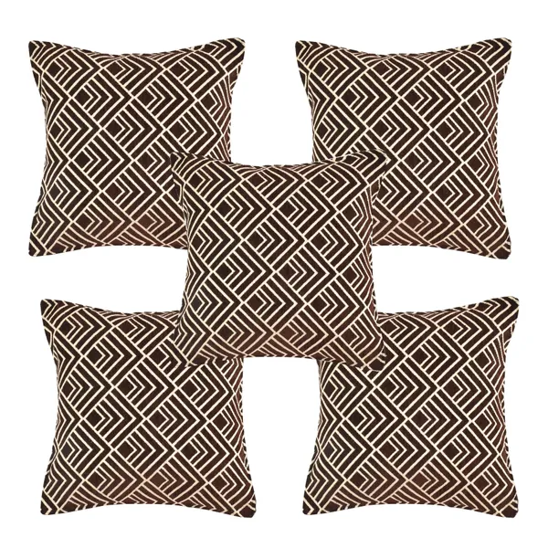 Coffee_Brown_Velvet,_Jacquard_And_Chenille_Cushion_Cover_Set_For_Sofa_And_Living_Room_Decore_Pack_Of_5