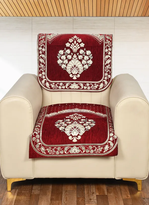 Maroon_Velvet,_Jacquard_And_Chenille_1_Seater_Sofa_Cover_For_Living_Room_Sofa_Protection_And_Decore_Set_Of_2