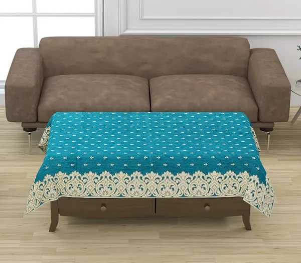 Sky_Blue_Velvet,_Jacquard_And_Chenille_Table_Cover_For_Dining_Table_And_Home_Decore