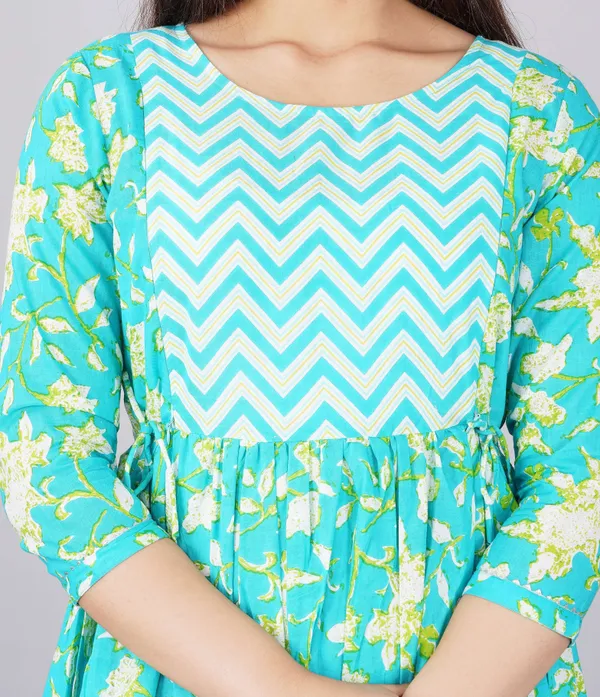 Light_Blue_Pure_Cotton_Floral_Print_Casual_Regular_Fit_Round_Neck_Anarkali_Gown_For_Women