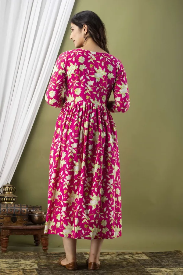 Purple_Pure_Cotton_Floral_Print_Casual_Regular_Fit_Round_Neck_Anarkali_Gown_For_Women