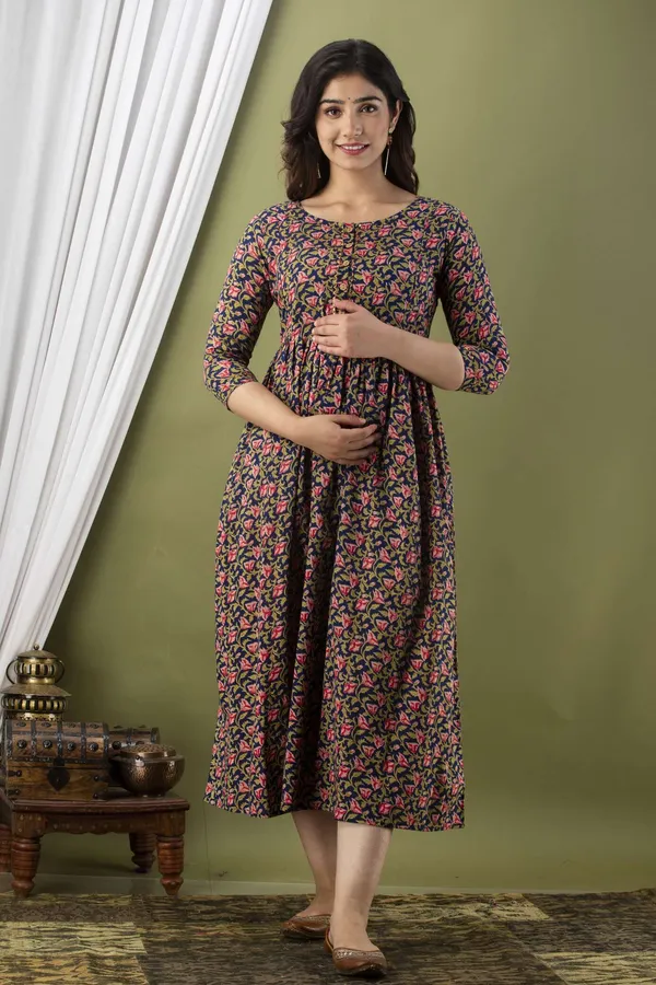 Multicolor_Pure_Cotton_Floral_Print_Casual_Regular_Fit_Round_Neck_Anarkali_Gown_For_Women