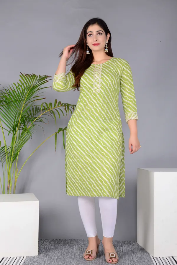 Light_Green_Pure_Cotton_Floral_Print_Casual_Regular_Fit_Round_Neck_Ethnic_Straight_Kurta_For_Women