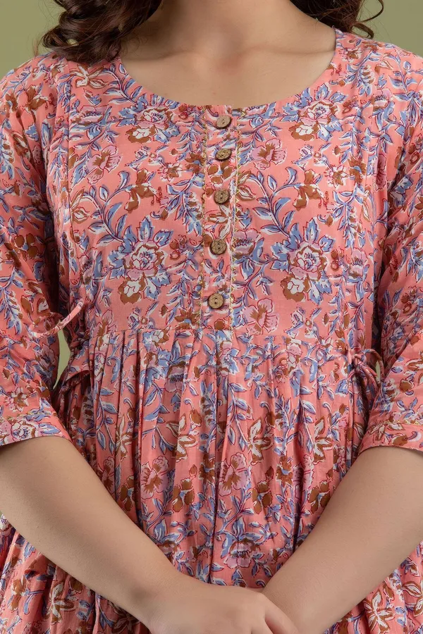 Pink_Pure_Cotton_Floral_Print_Casual_Regular_Fit_Round_Neck_Stitched_Anarkali_Gown_For_Women