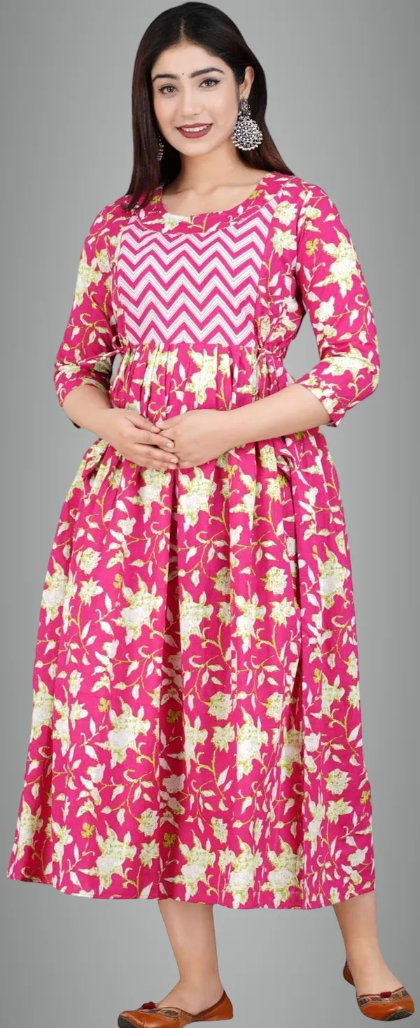 Multicolor_Cotton_Blend_Floral_Print_Casual_Regular_Fit_Round_Neck_Anarkali_Gown_For_Women