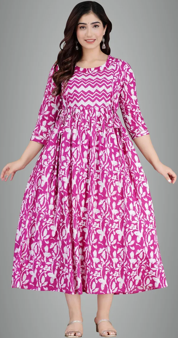 Maroon_Cotton_Blend_Floral_Print_Casual_Regular_Fit_Round_Neck_Anarkali_Gown_For_Women