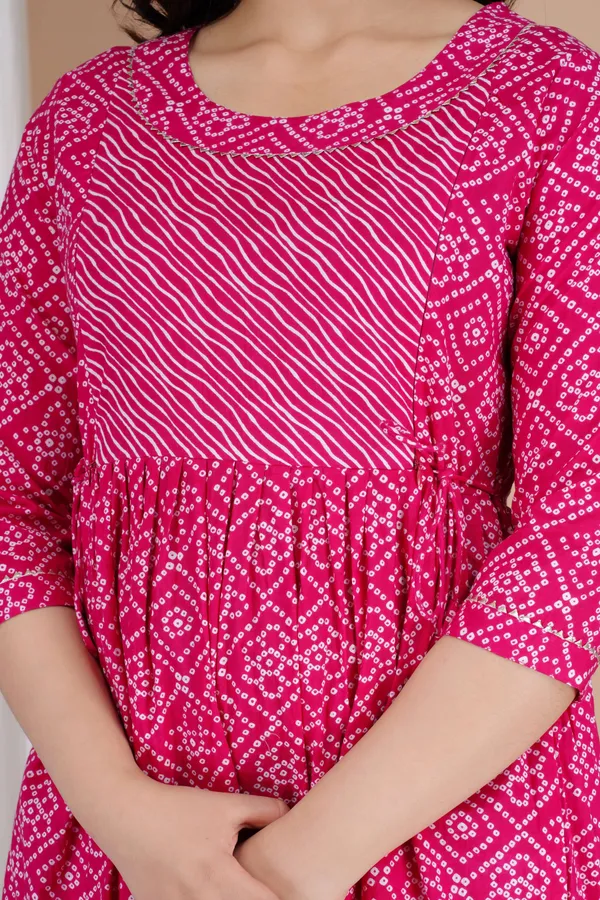 Pink_Cotton_Blend_Floral_Print_Casual_Regular_Fit_Round_Neck_Maternity_Anarkali_Gown_For_Women