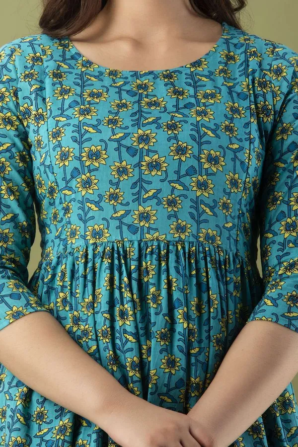 Dark_Blue_Pure_Cotton_Floral_Print_Casual_Regular_Fit_Round_Neck_Anarkali_Gown_For_Women