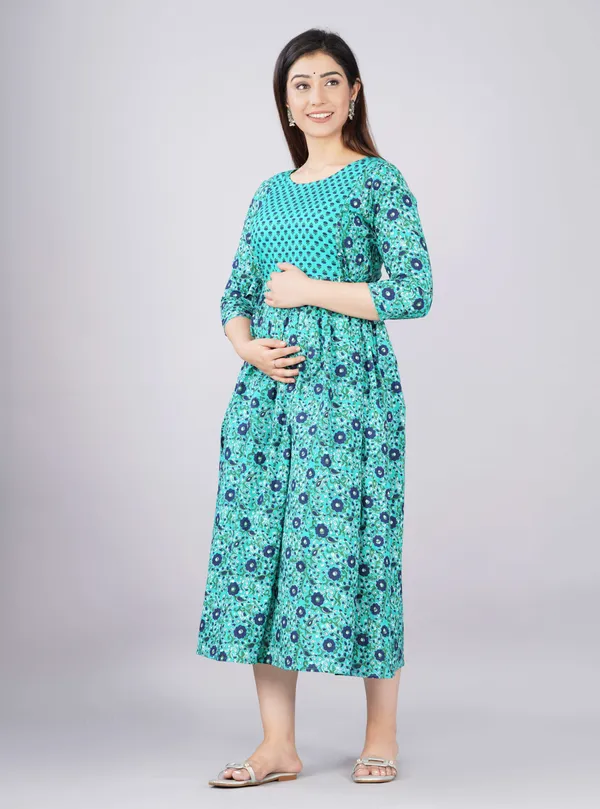 Light_Green_Pure_Cotton_Floral_Print_Casual_Regular_Fit_Round_Neck_Ethnic_Anarkali_Gown_For_Women