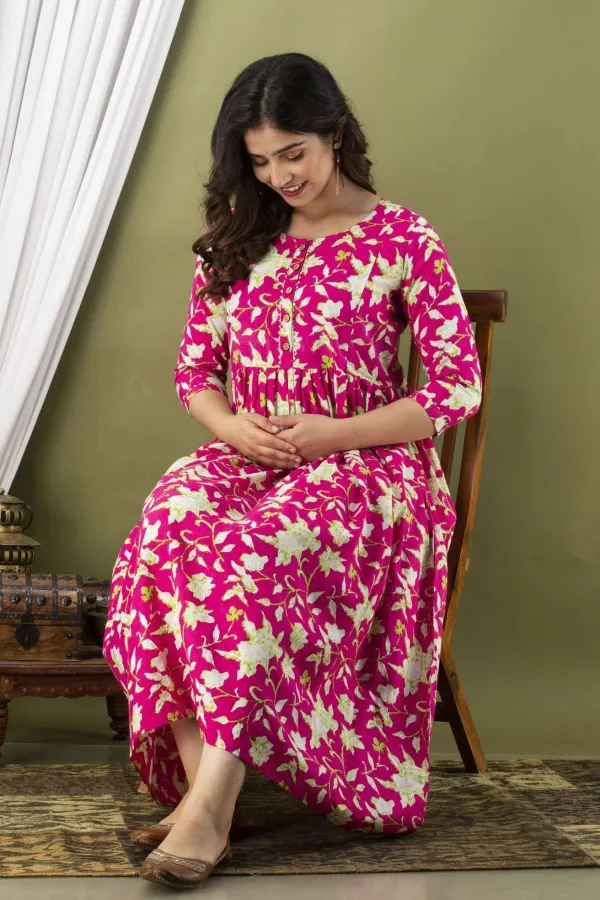 Purple_Pure_Cotton_Floral_Print_Casual_Regular_Fit_Round_Neck_Ethnic_Anarkali_Gown_For_Women