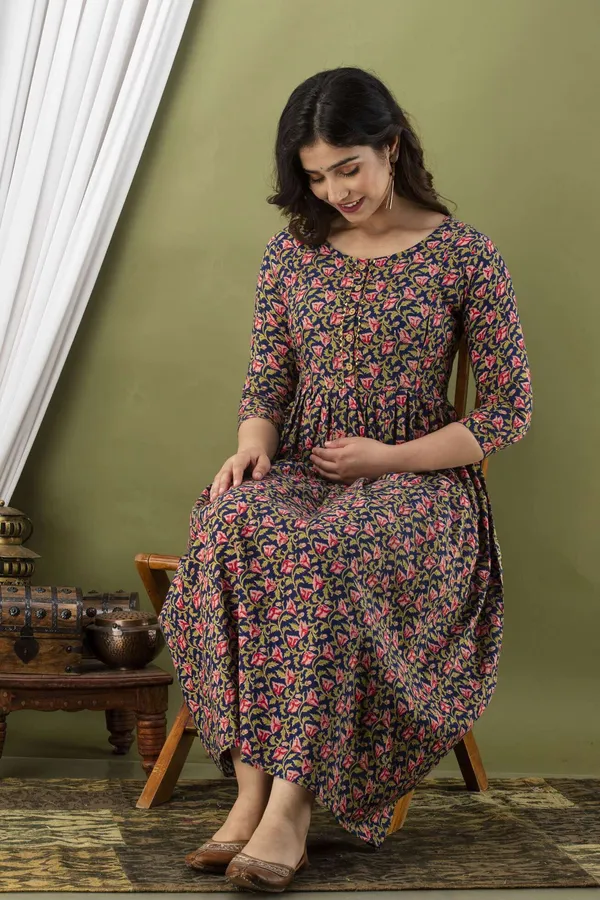 Multicolor_Pure_Cotton_Floral_Print_Casual_Regular_Fit_Round_Neck_Ethnic_Anarkali_Gown_For_Women