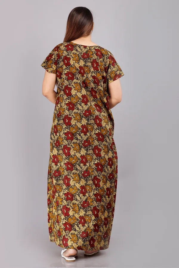 Brown_Pure_Cotton_Printed_Regular_Fit_Nighty_For_Women
