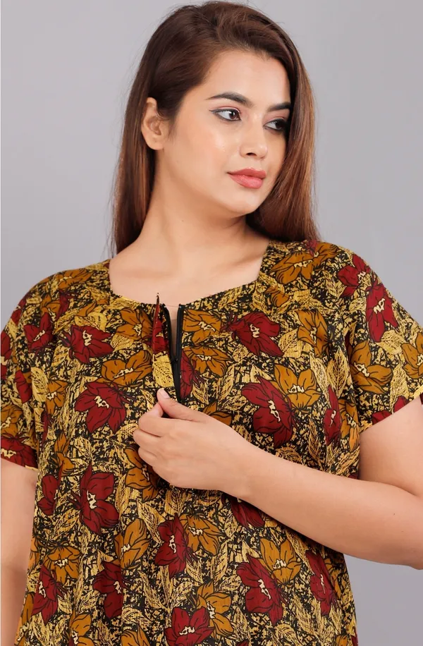 Brown_Pure_Cotton_Printed_Regular_Fit_Nighty_For_Women