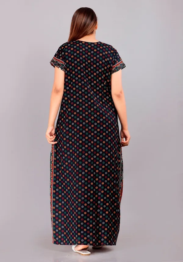 Dark_Blue_Pure_Cotton_Printed_Regular_Fit_Nighty_For_Women