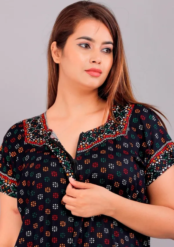 Dark_Blue_Pure_Cotton_Printed_Regular_Fit_Nighty_For_Women