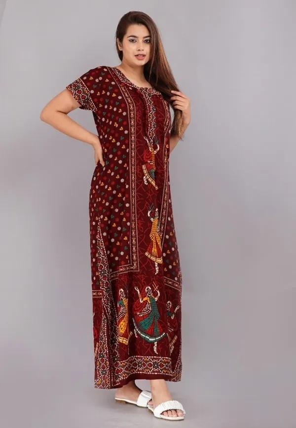 Maroon_Cotton_Printed_Regular_Fit_Nightdress_For_Women
