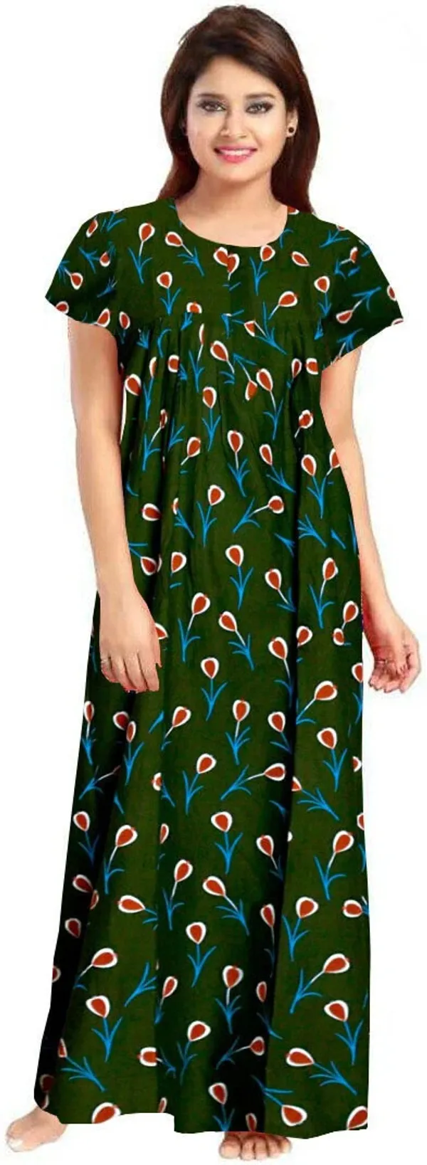 Blue_&_Green_Cotton_Printed_Regular_Fit_Nighty_For_Women