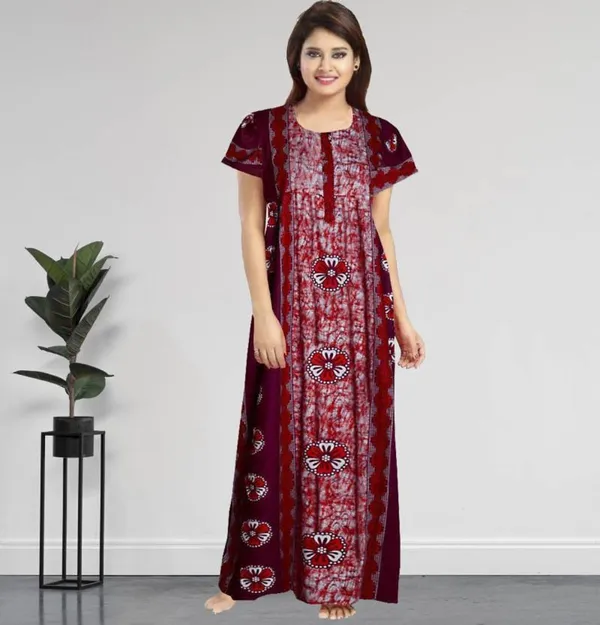 Maroon_Cotton_Printed_Regular_Fit_Nighty_For_Women
