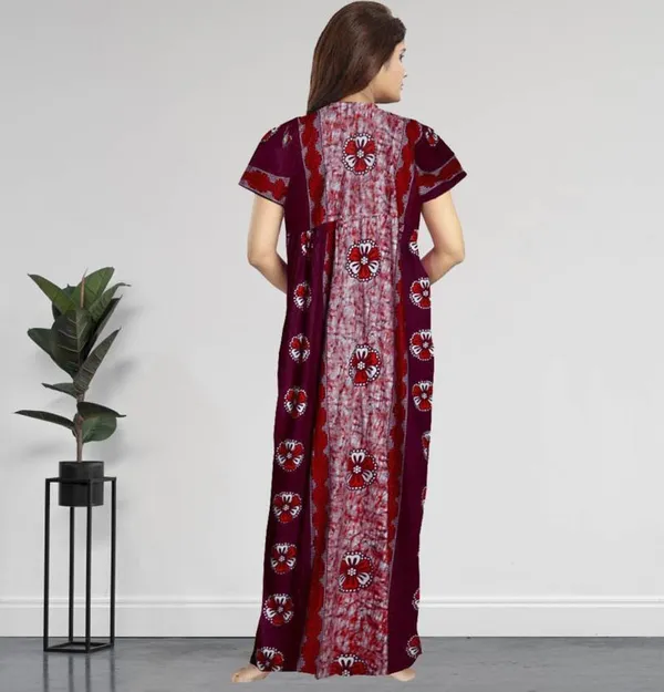 Maroon_Cotton_Printed_Regular_Fit_Nighty_For_Women