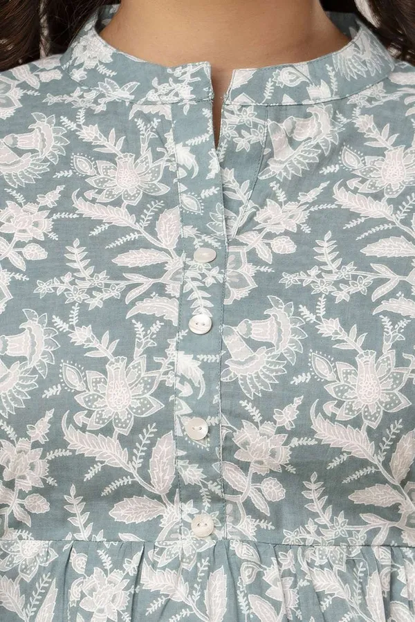 Grey_Pure_Cotton_Printed_Mandarin_Collar_Regular_Fit_Top_For_Women