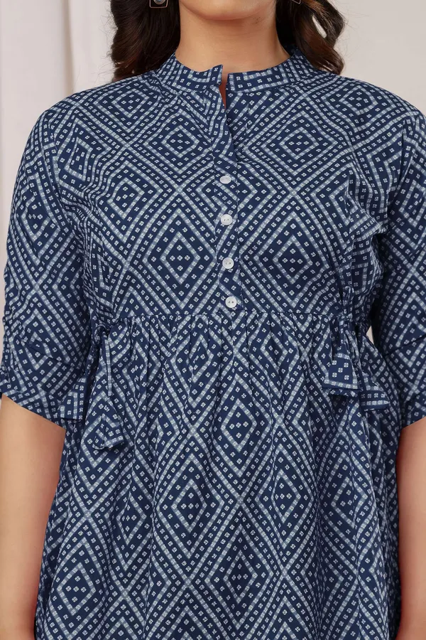 Light_Blue_Pure_Cotton_Printed_Mandarin_Collar_Regular_Fit_Top_For_Women