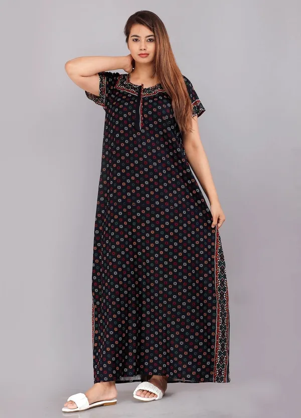 Dark_Blue_Pure_Cotton_Printed_Regular_Fit_Nighty_For_Women