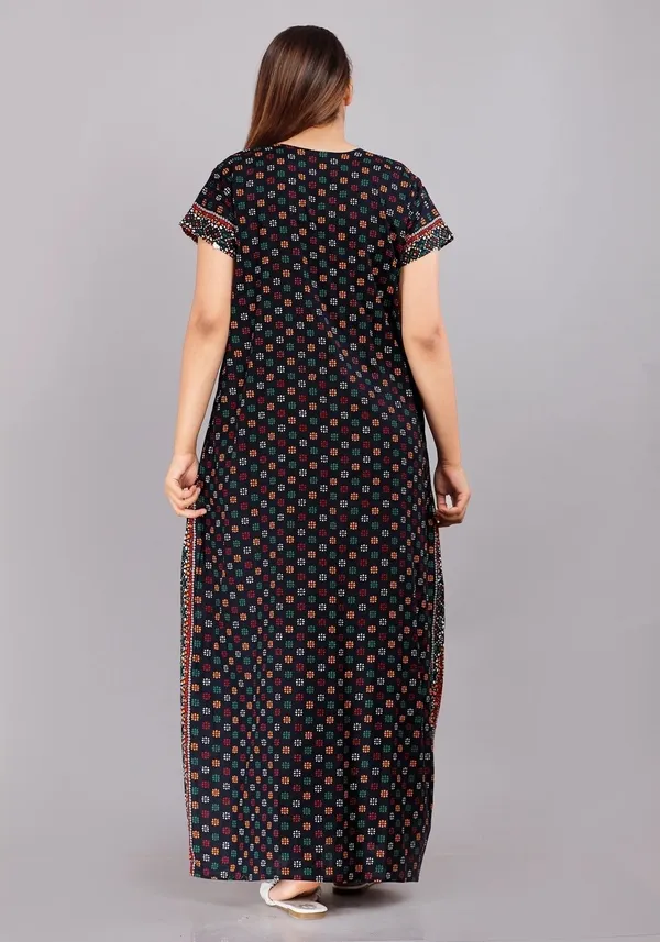 Dark_Blue_Pure_Cotton_Printed_Regular_Fit_Nighty_For_Women